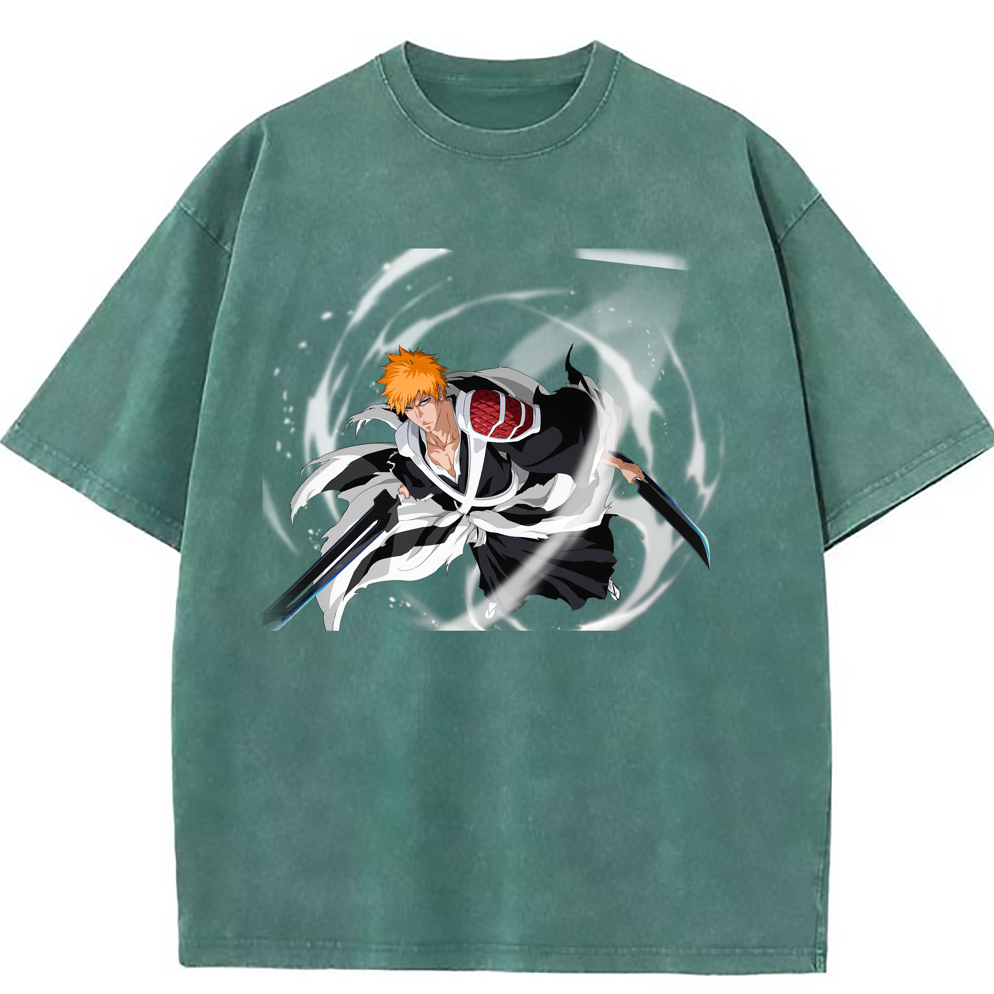 （画像用） ブリーチ 黒崎一護（くろさき いちご）BLEACH Kurosaki Ichigo 綿100% ヴィンテージ風 半袖Tシャツ（フロントプリント）